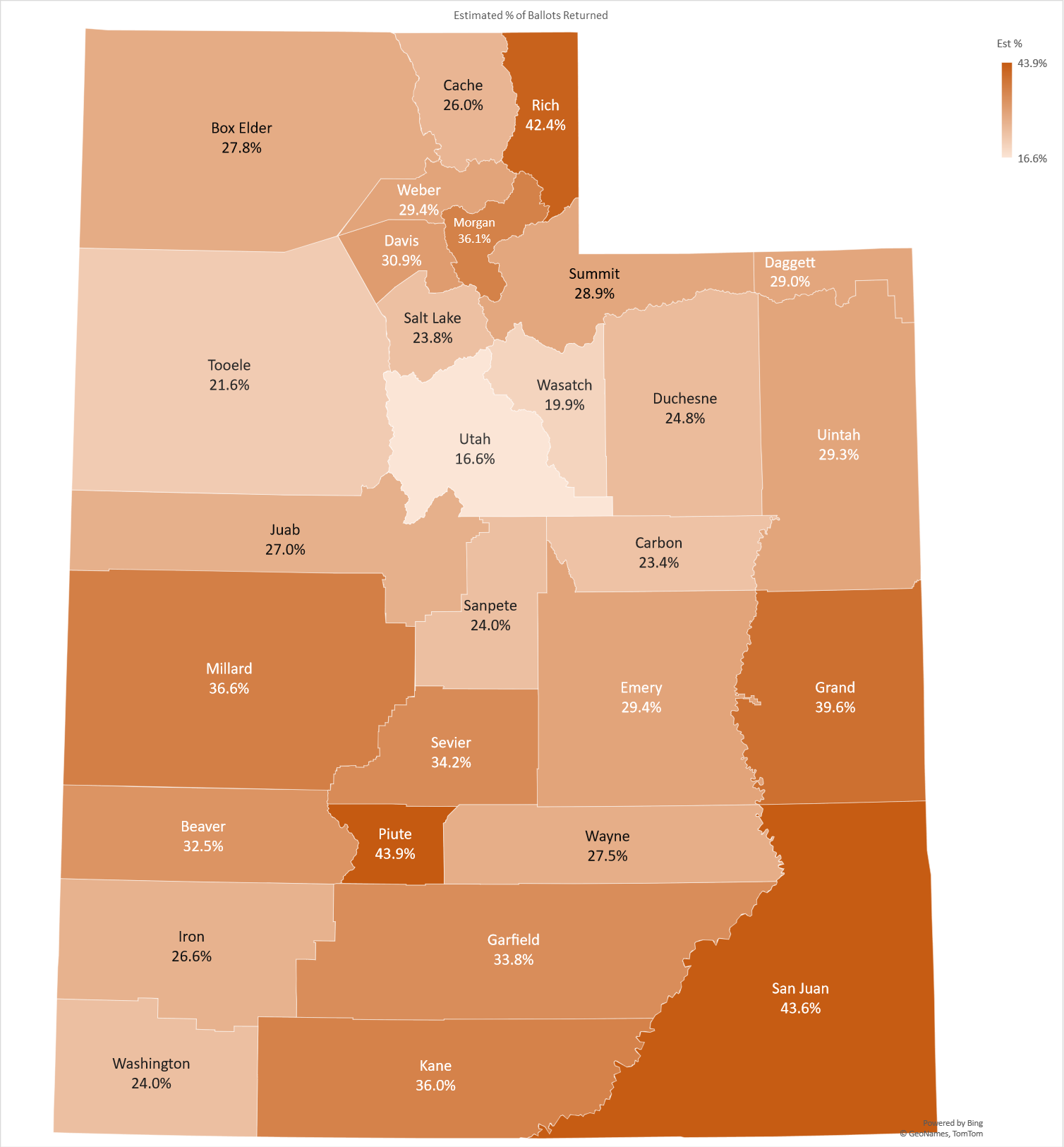 June 2024 Primary – Estimated % of Ballots Returned – Utah Voter ...